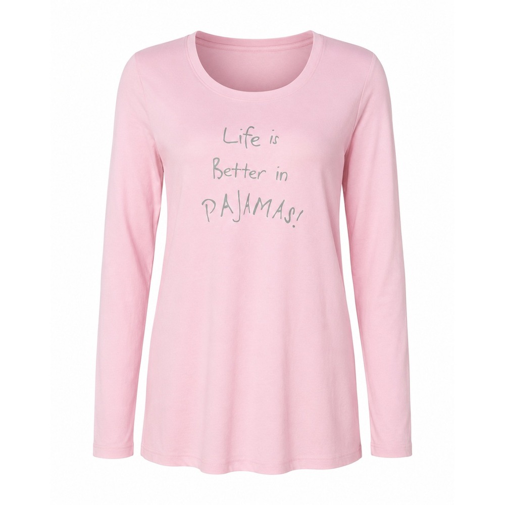 Addison‎ Meadow Pink Life is Better in Pajamas Long Sleeve Sleep Top MD
